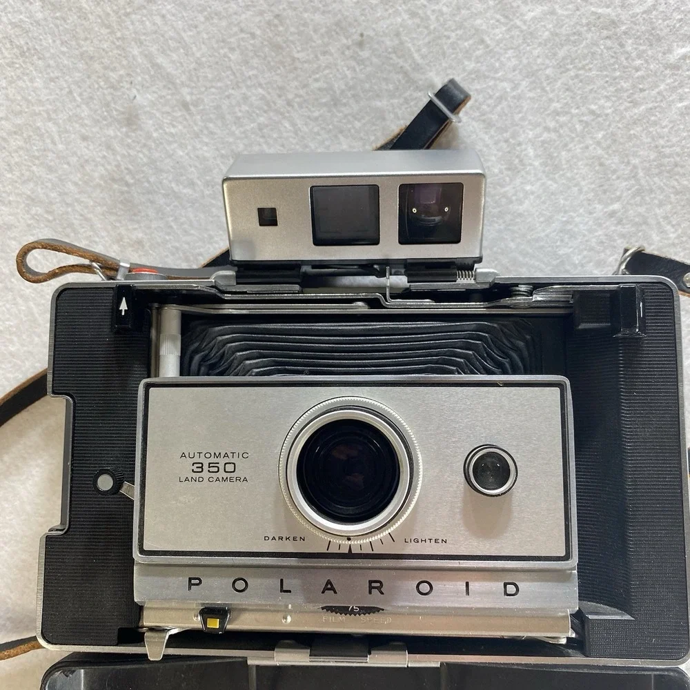Polaroid Automatic 350 Land Camera w/ Case Manuals Cold-Clip Untested